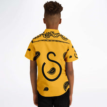 Load image into Gallery viewer, Superhero Society OG Sunshine Youth Button-Up Short Sleeve Shirt
