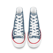Load image into Gallery viewer, S Society Billie Jean Light Blue High Top Chucks Sneakers w/ white bottom
