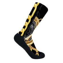 Load image into Gallery viewer, Superhero Society Gold Tears Crew Socks
