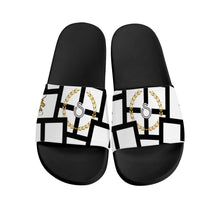Load image into Gallery viewer, S Society Imperial Gold Unisex Slides w/  Black Bottom
